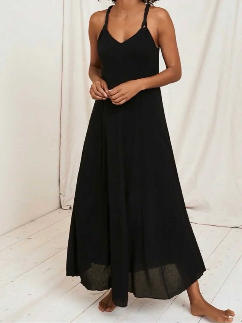 Garnet Hill Cotton Gauze Cover Up Maxi Midi Crinkle Sundress Dress Print — PM - Picture 11 of 13